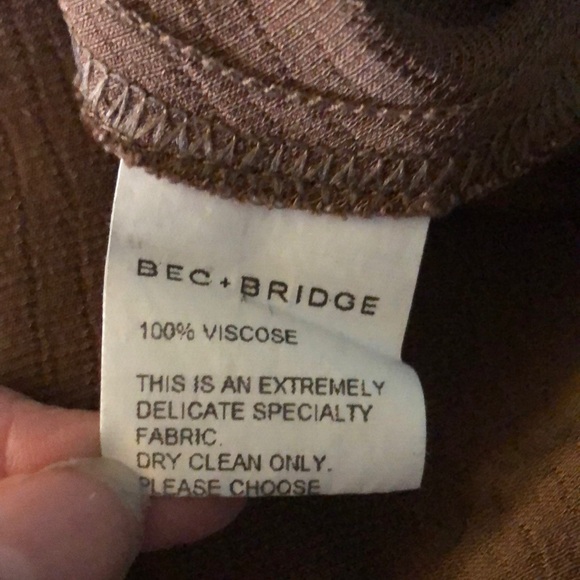 Bec & Bridge Kehlani Satin Maxi Dress High Side Slit Cut Outs in Chocolate sz 10 - Picture 7 of 8